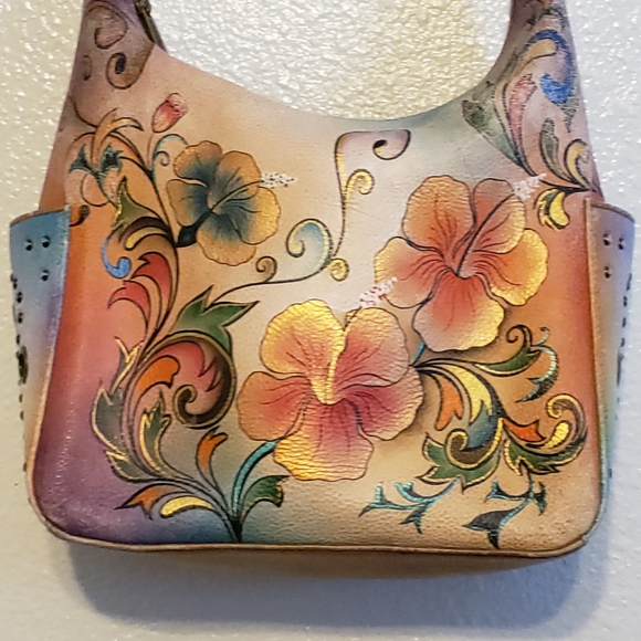 ANUSCHKA PURSE GENUINE LEATHER MIDIUM HOBO - Picture 3 of 10